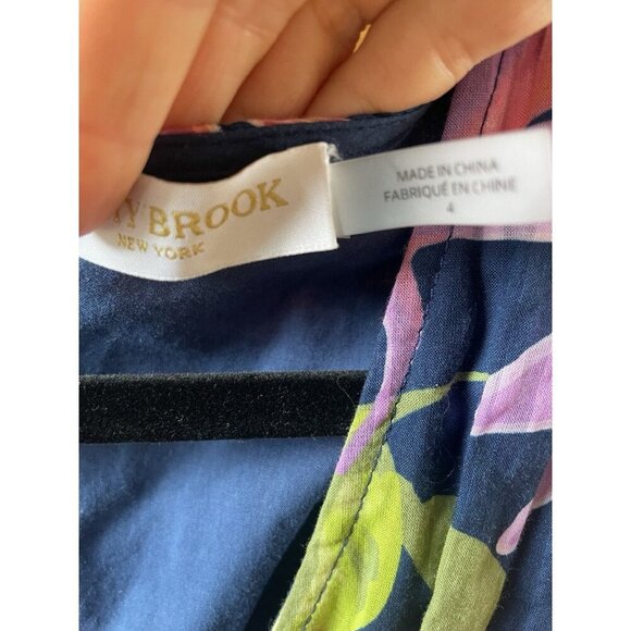 Ramy Brook Miles Floral Maxi Dress Navy High-Low V-Neck Sleeveless Size 4 - Picture 12 of 12